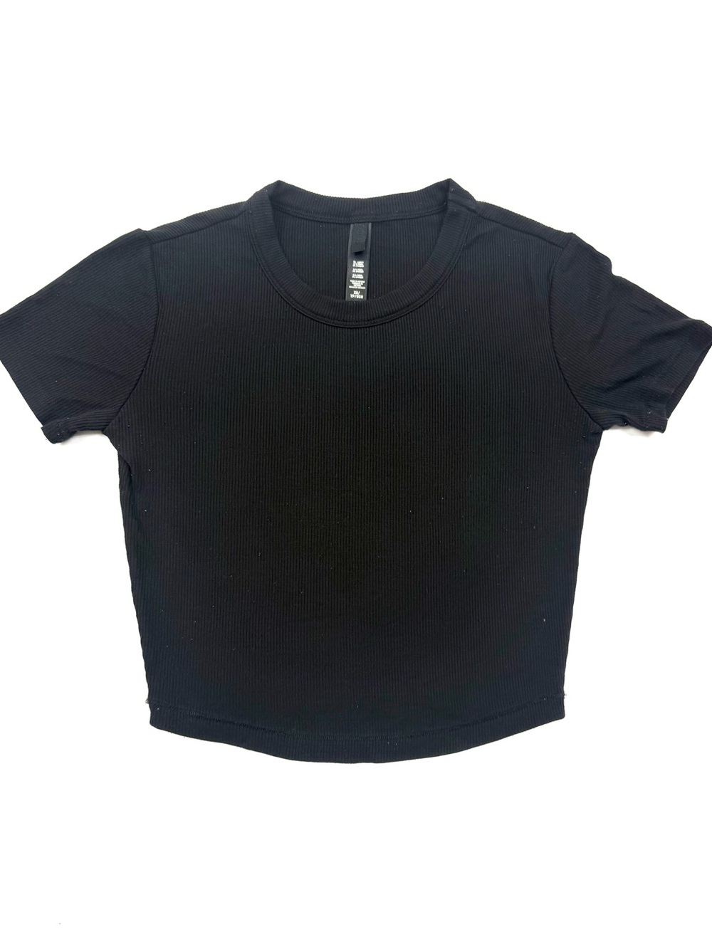 SKIMS Soft Lounge Cropped T-Shirt Onyx Black Ribbed Modal Top XS